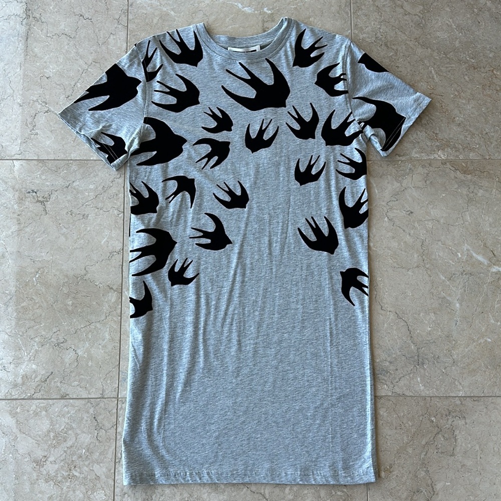 MCQ Alexander McQueen Heather Grey Swallow Shirt Dress in Size S